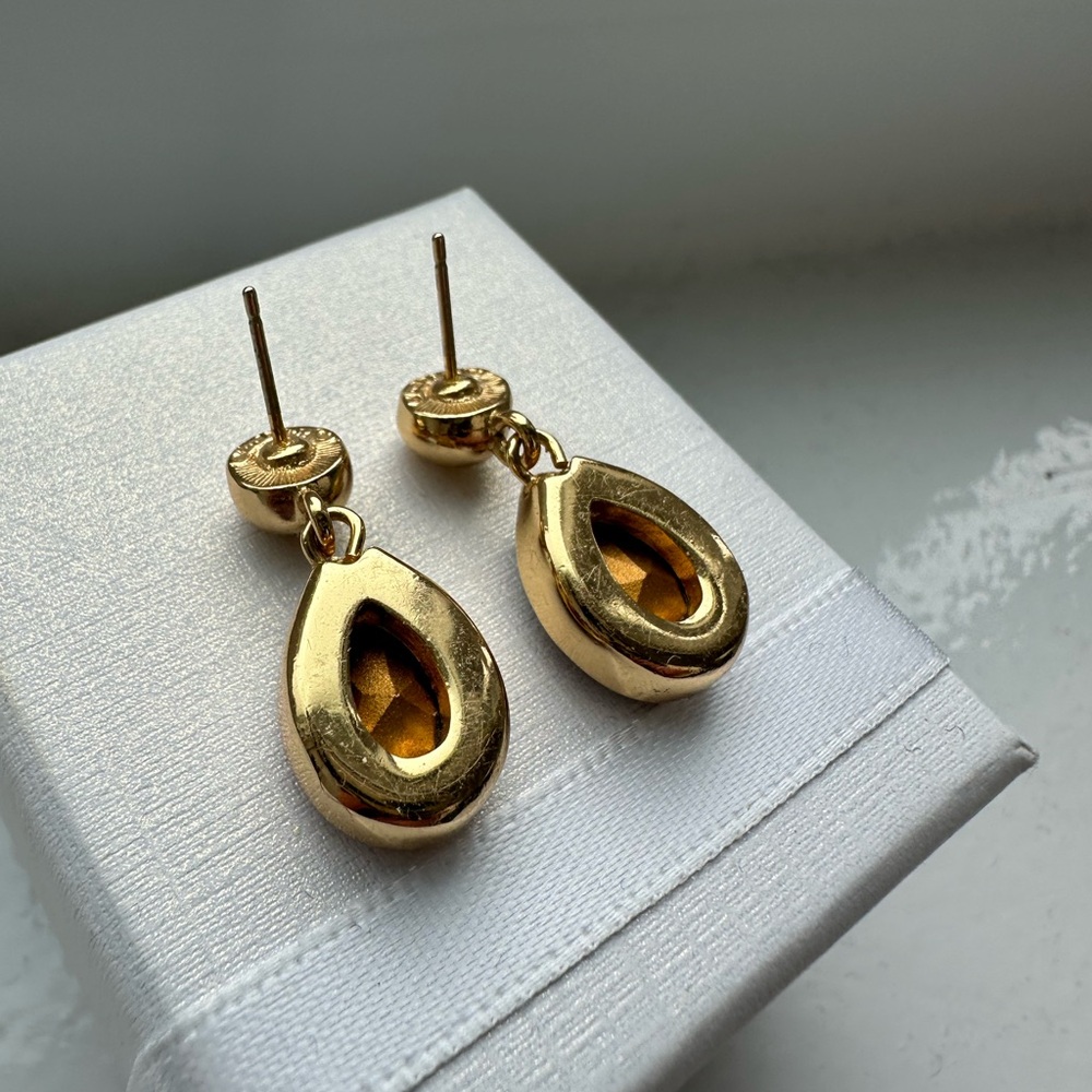 Christian Dior Vintage Gold and Purple Drop Earrings - Picture 6 of 6